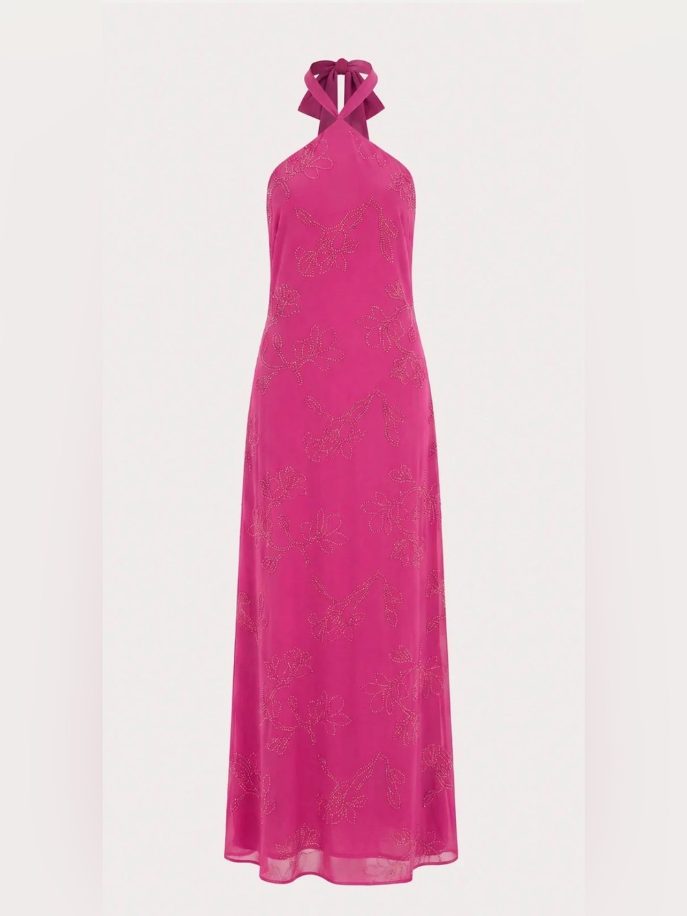 Peppermayo Fuchsia Halter Maxi Dress with Beaded Floral Detail - Picture 7 of 11